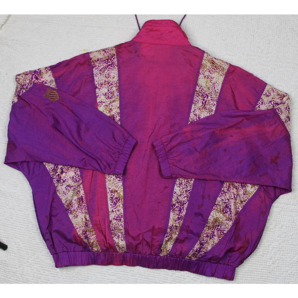 Vintage K-Swiss Windbreaker Purple Gold pink Size M - Picture 2 of 7